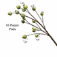 28"Designer's Pick-Quality Faux Poppy Pod Stem-16 Pods