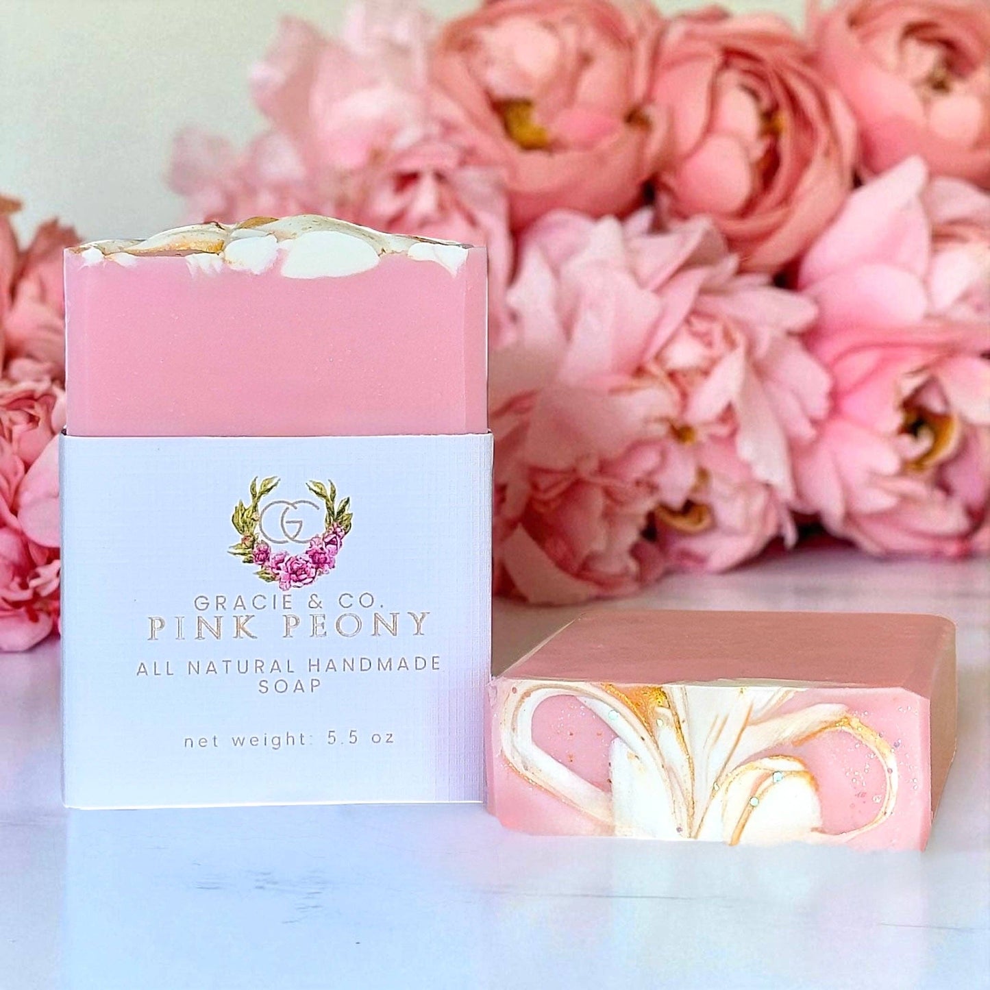 Pink Peony Shea Butter Soap - Romantic Floral Luxury Bar