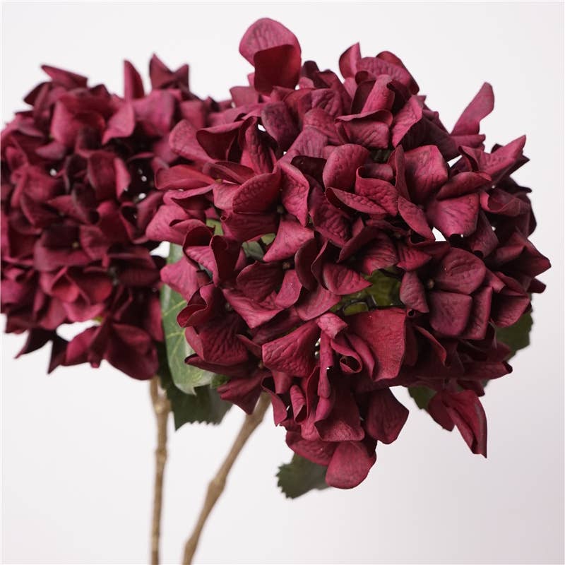 24"Lux Designer-Grade Ultra-Realistic Hydrangea–(7"Bloom): Elegant Brown
