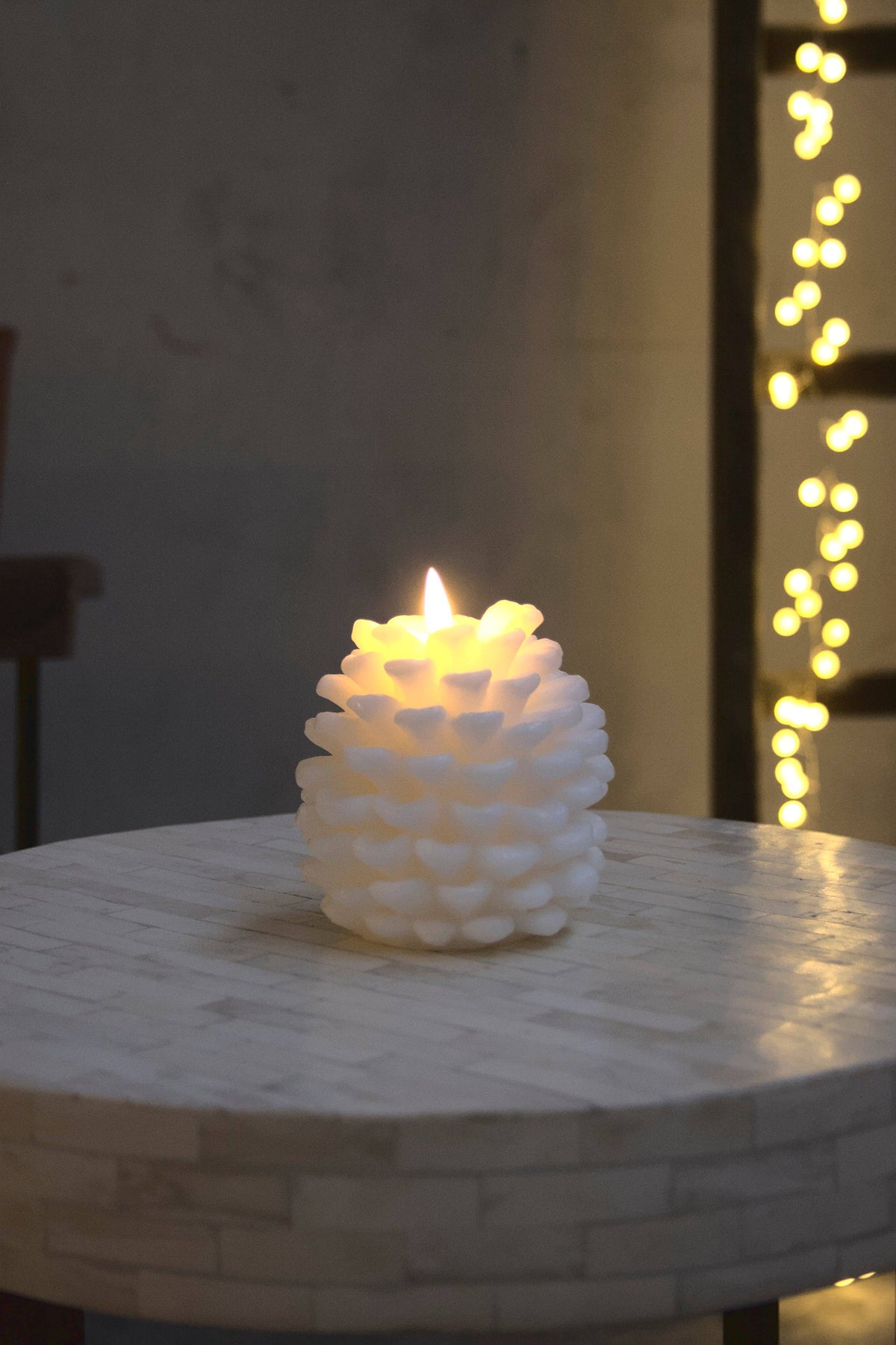 Pinecone Candle - Perfect Christmas Centerpiece: White