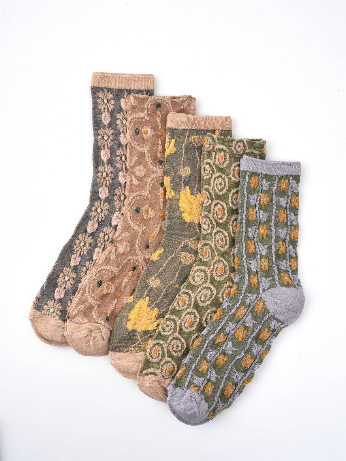 Rufia - Floral Knit Socks - Vintage & Stretchy: Vines