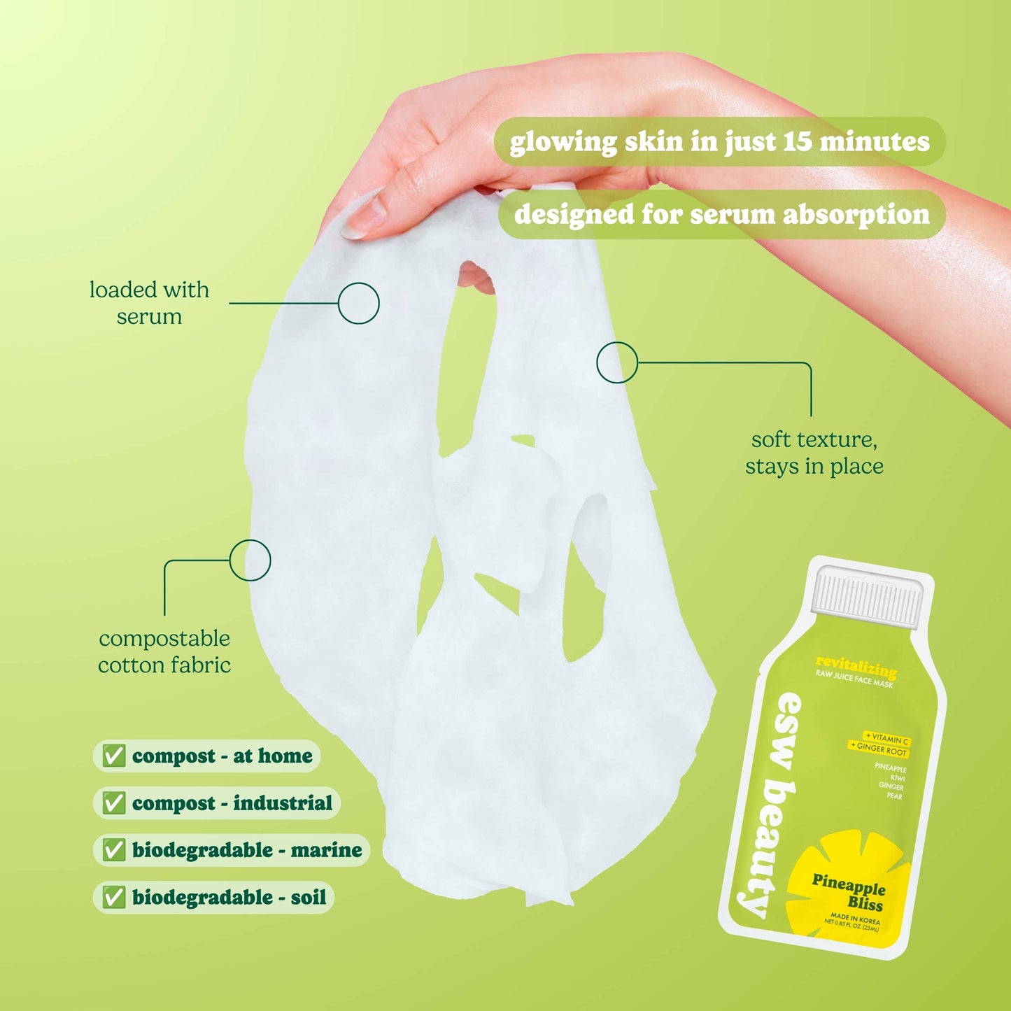 Pineapple Bliss Revitalizing Raw Juice Sheet Mask: With Peg Hole