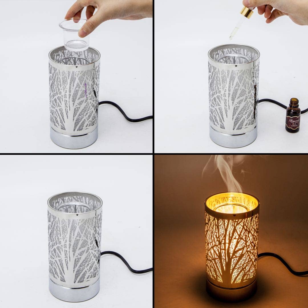 7" Touch Lamp - Wax Warmer- Oil Burner - Silver Dragonfly