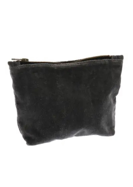Velvet Zipper Pouch - Dark Grey