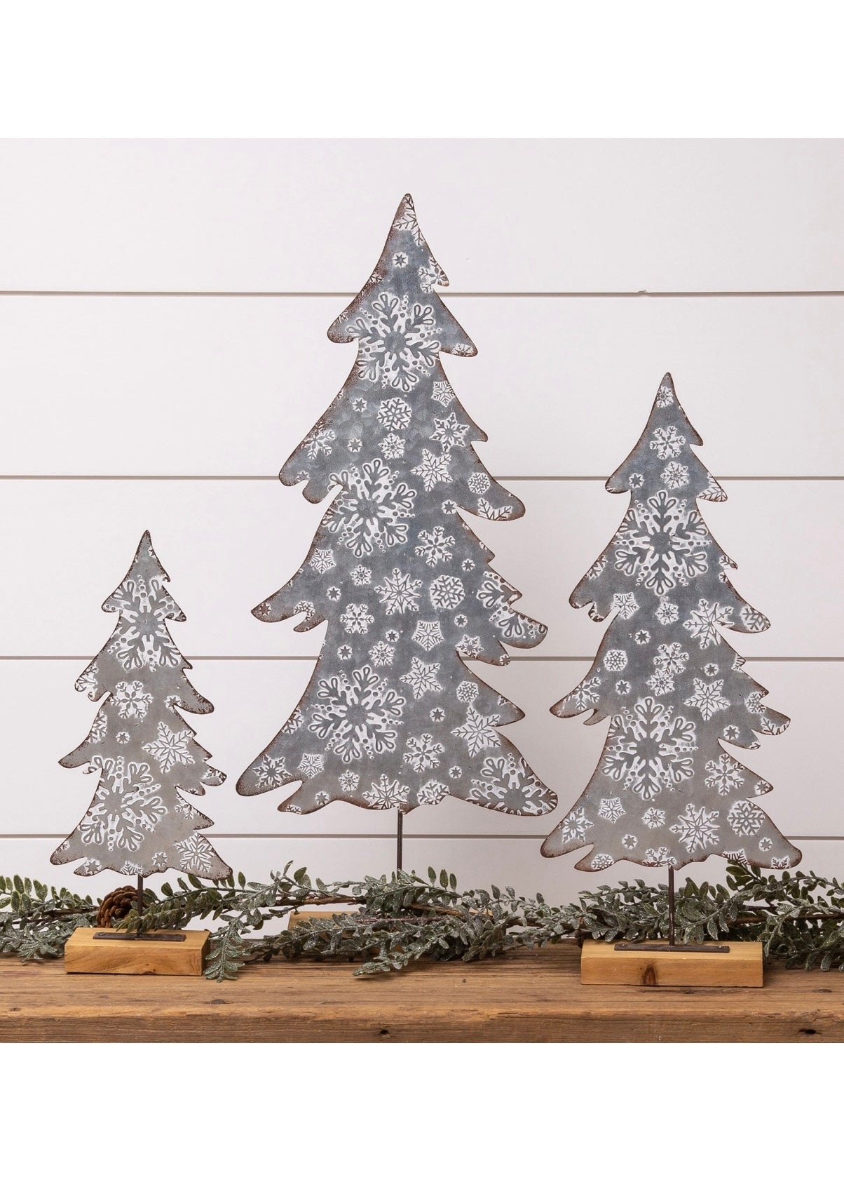 Snowflake Embossed Metal Trees (set of 3)