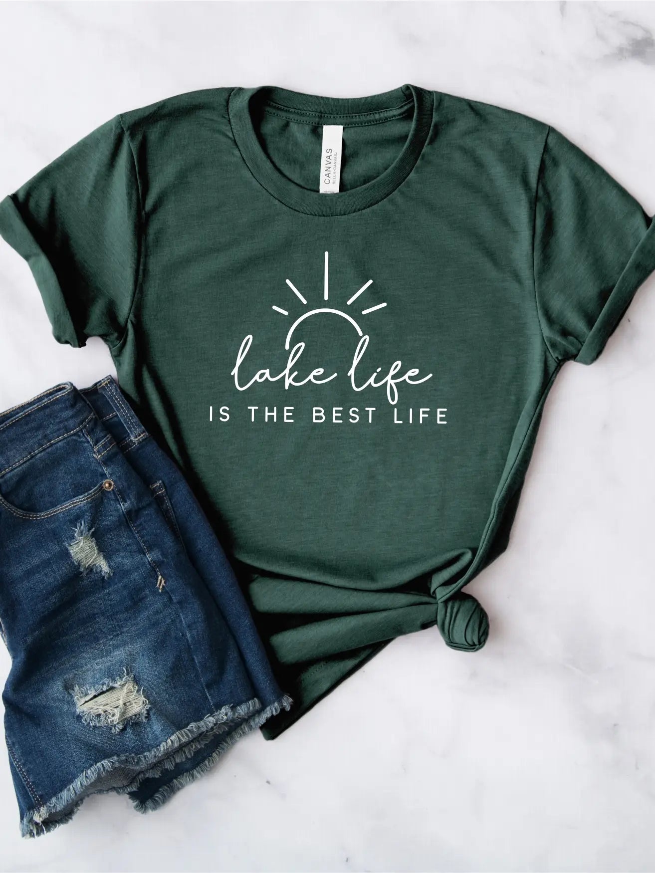 Lake Life Tee- Forest Green