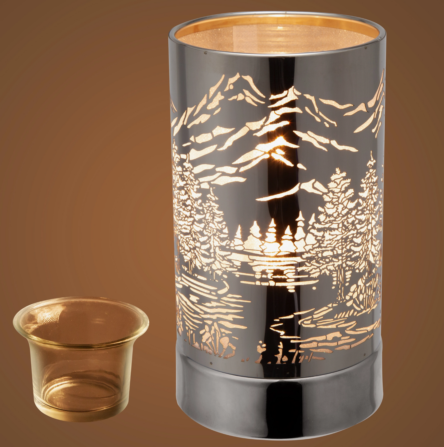7" Touch Lamp - Silver Mountain Scene