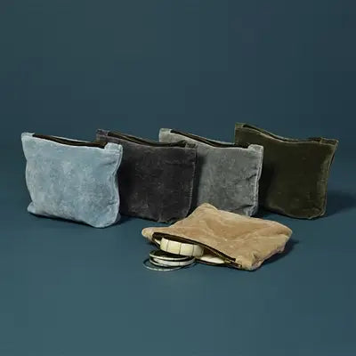 Velvet Zipper Pouch - Dark Grey