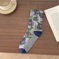 Rufia - Vintage Bloom Embroidered Crew Socks: Navy