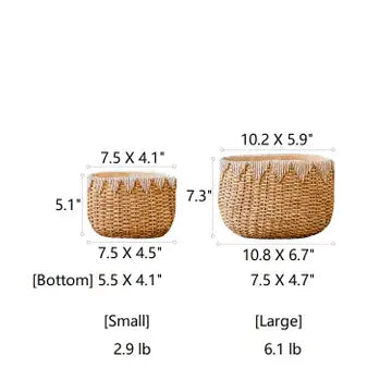 Lady Straw Basket Cement Planter -Small