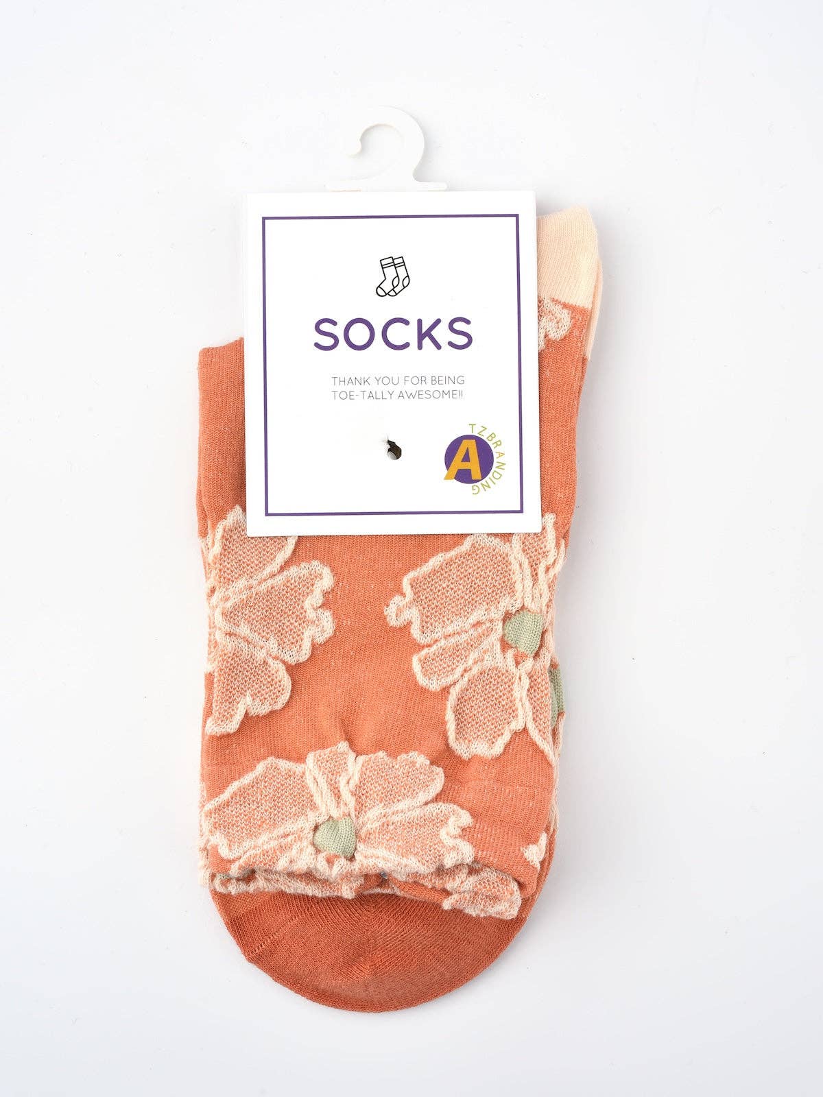 Rufia - Orange Embossed Women's Socks: 1 / One Size