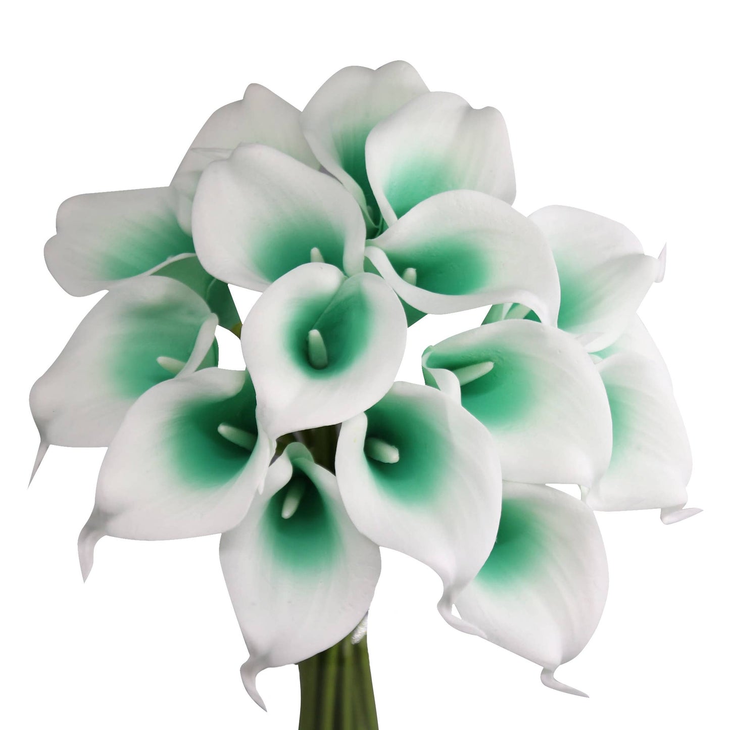 Pack of 10-real touch calla lily green color palette: Clover Green