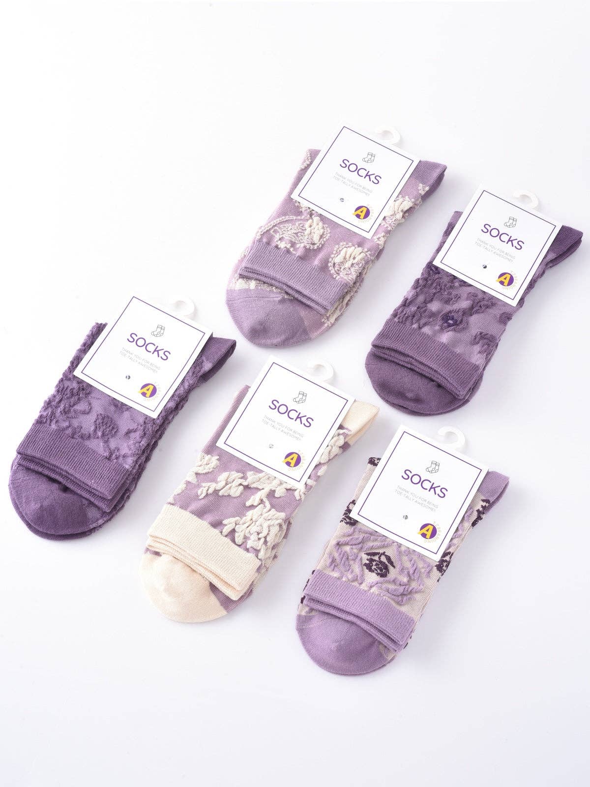 Rufia - Purple Embossed Women's Socks: 2 / One Size