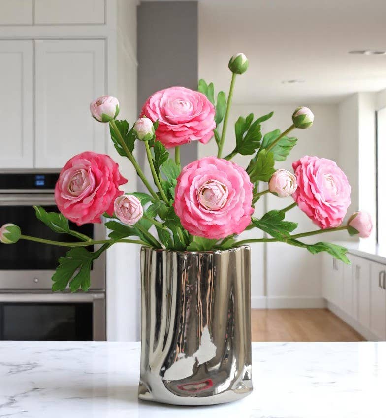 18" Real Touch Ranunculus: Coral