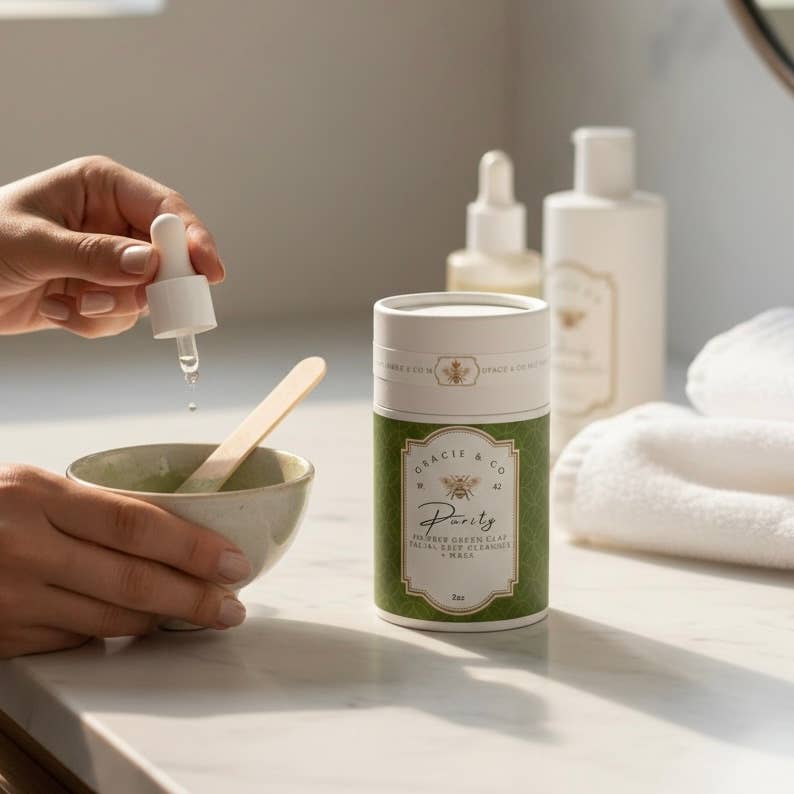 Clay Facial Powder Cleanser + Mask (No Preservatives): FRENCH PINK CLAY (ROSE)