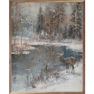 Lakeside Deer Framed Print