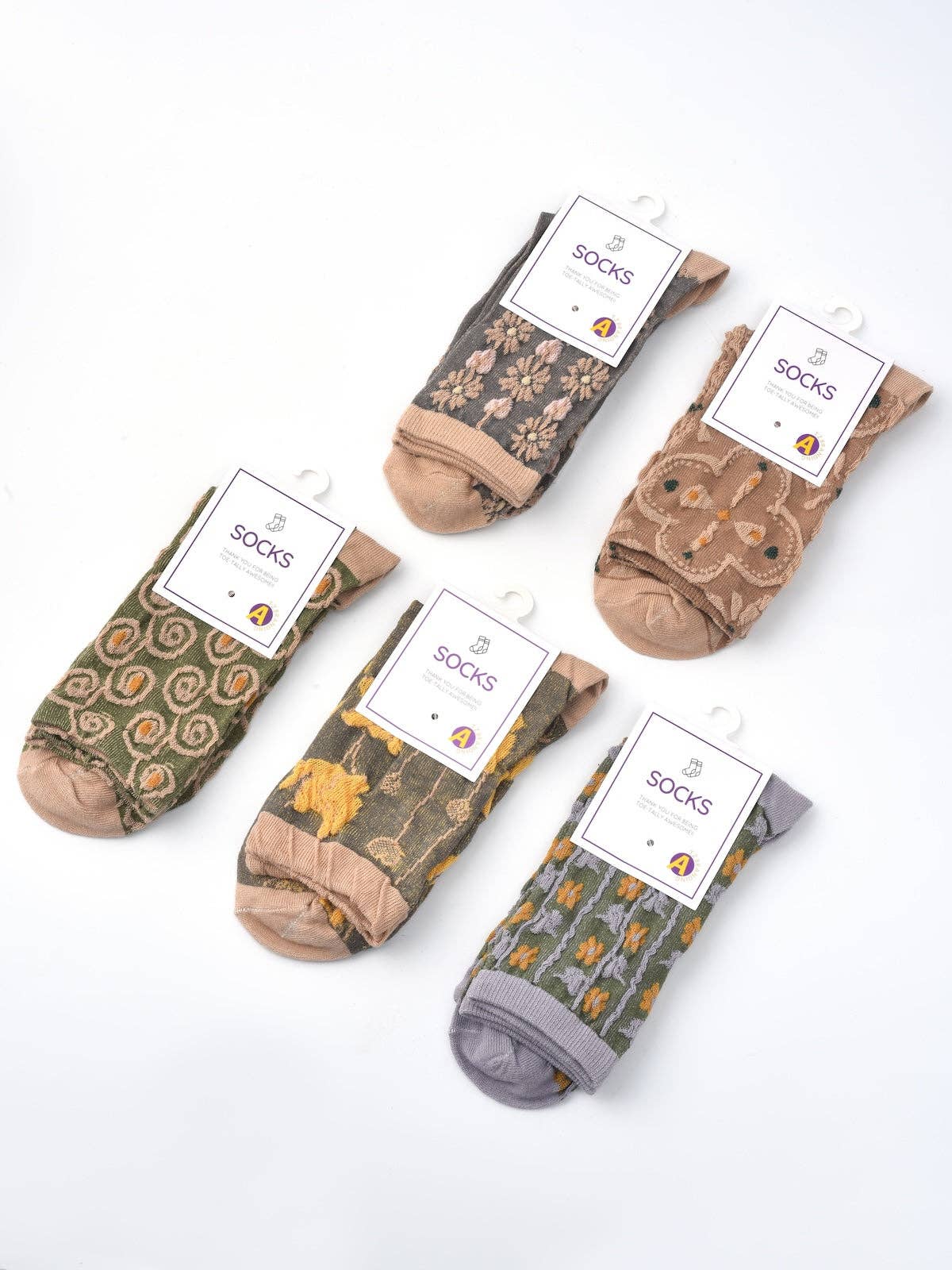 Rufia - Floral Knit Socks - Vintage & Stretchy: Vines