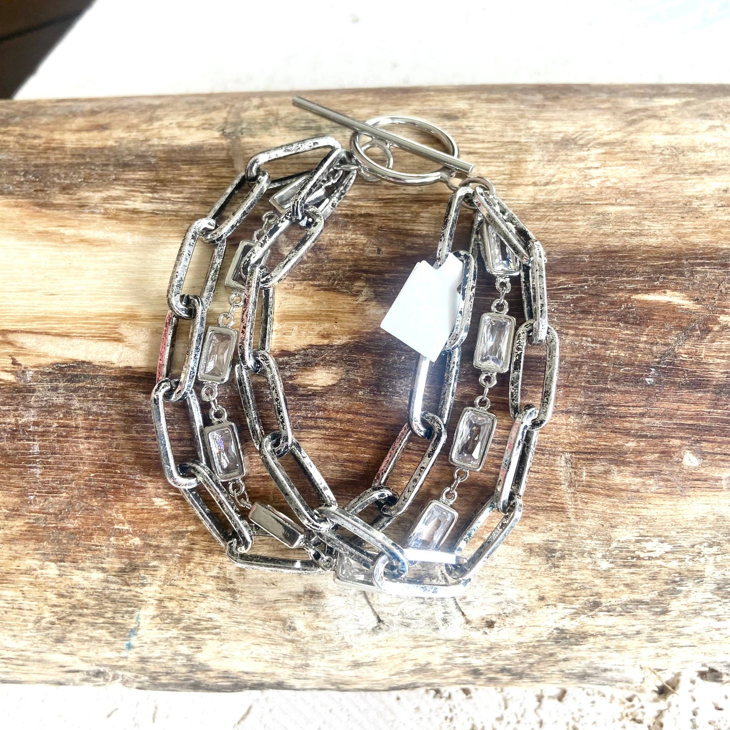 Triple layered burnished silver bracelet