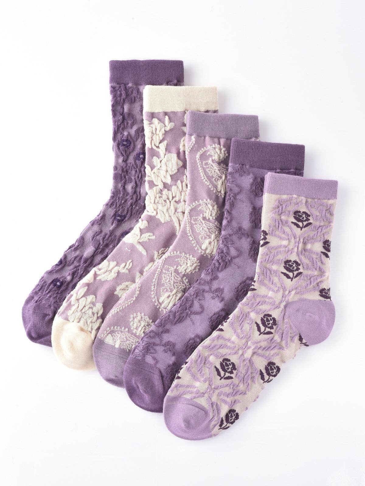 Rufia - Purple Embossed Women's Socks: 4 / One Size