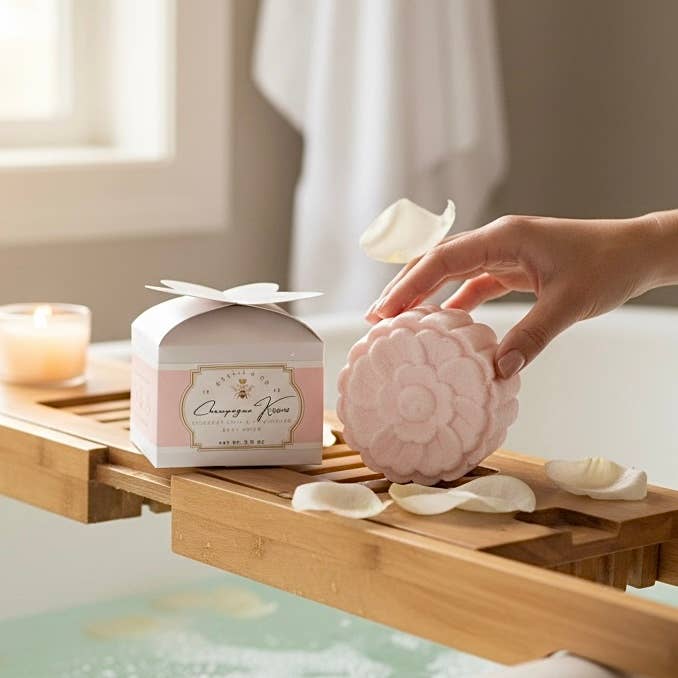 Melt Away Stress – Coconut Milk Magnesium Bath Bombs 4 OZ: PINK PEONY