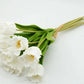 14"-Pack of 12 stems-Soft Real Touch PU Parrot Mini Tulip: White