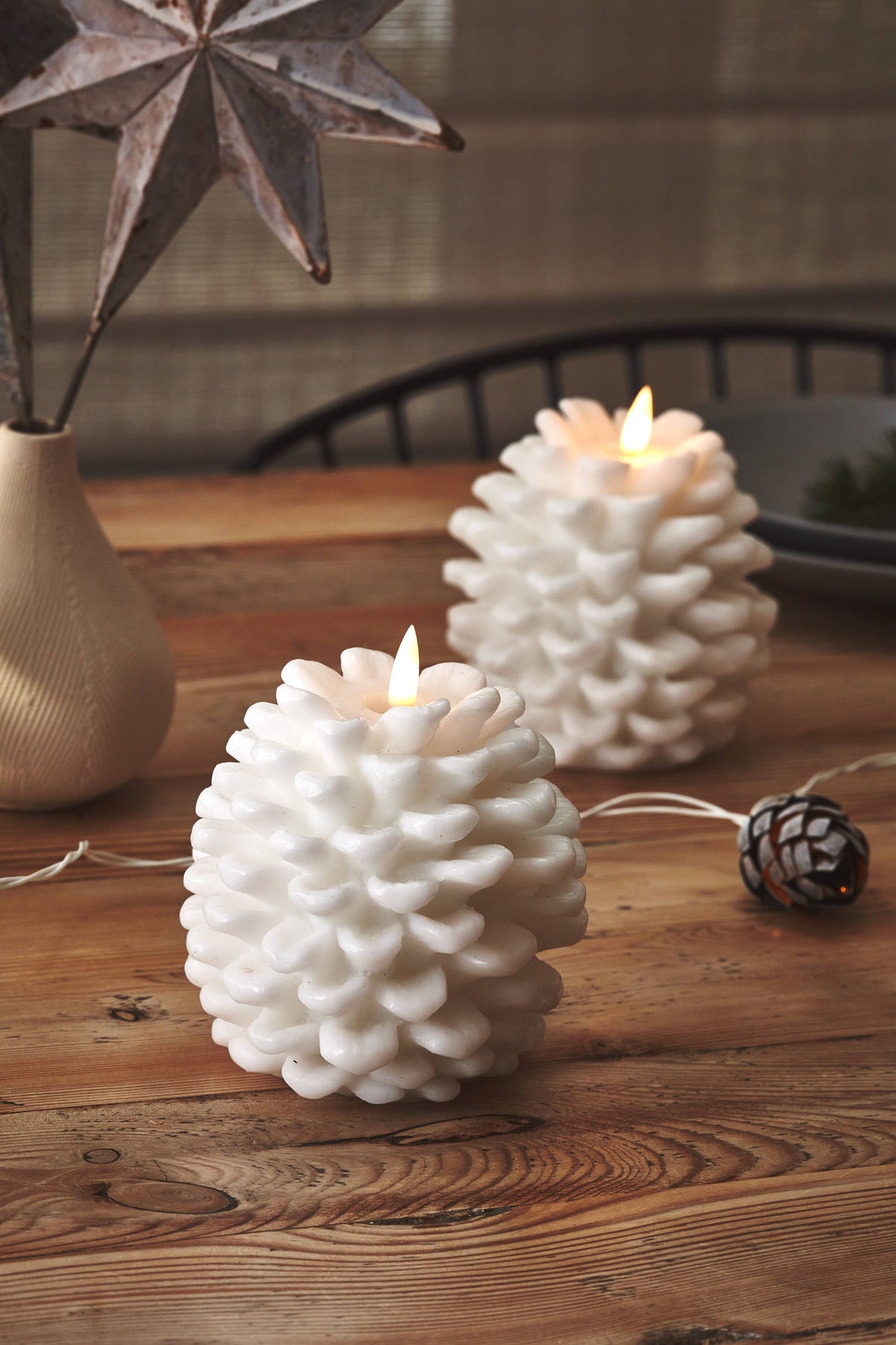Pinecone Candle - Perfect Christmas Centerpiece: White