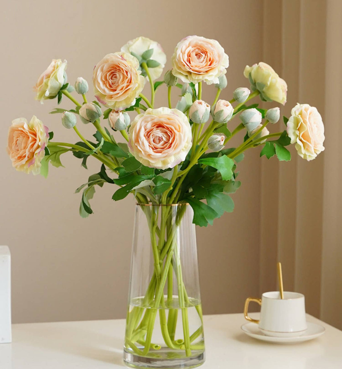 18" Real Touch Ranunculus: Coral