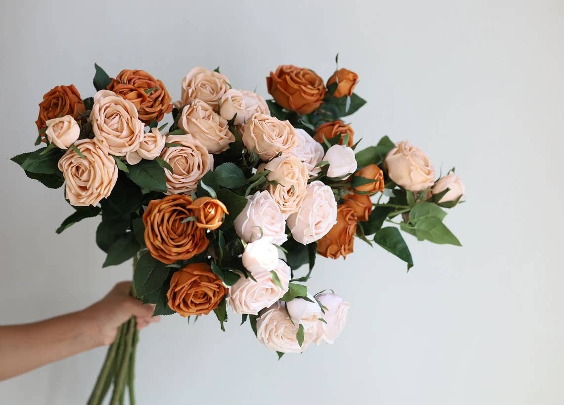 Real Touch Cabbage Rose: Dark Mocha 28.75”