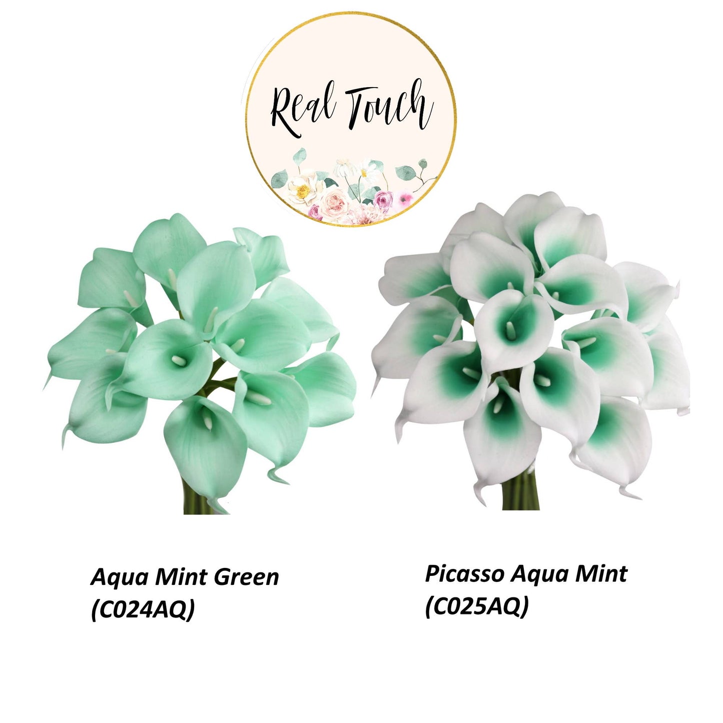Pack of 10-real touch calla lily green color palette: Clover Green