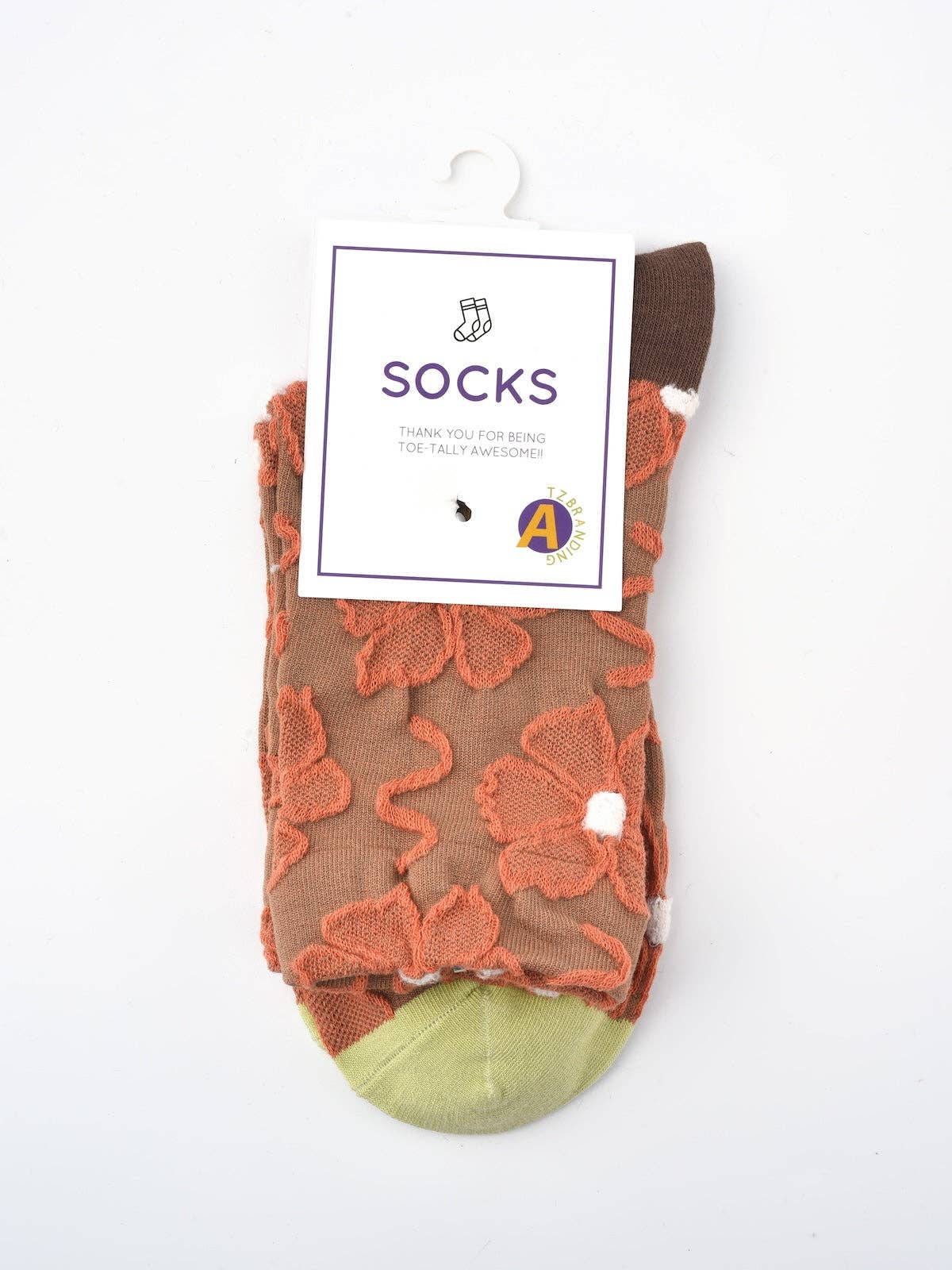 Rufia - Orange Embossed Women's Socks: 1 / One Size