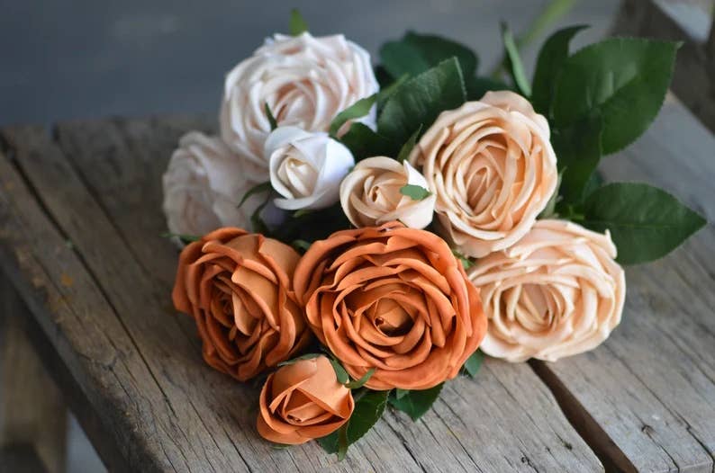 Real Touch Cabbage Rose: Dark Mocha 28.75”