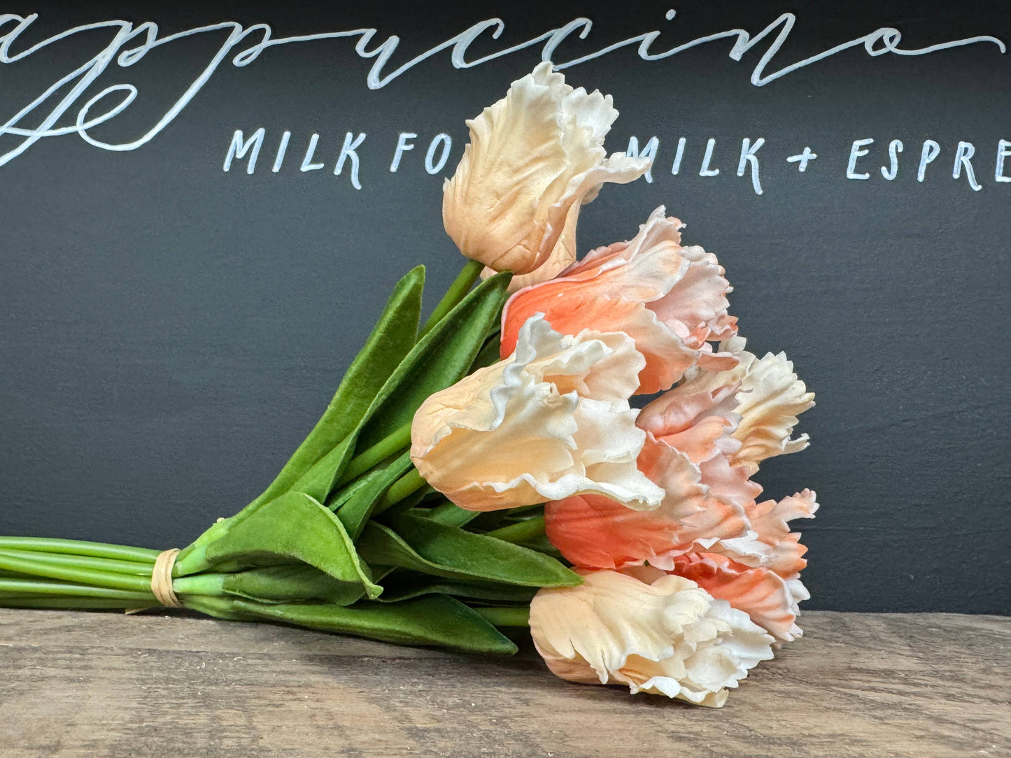 14"-Pack of 12 stems-Soft Real Touch PU Parrot Mini Tulip: White
