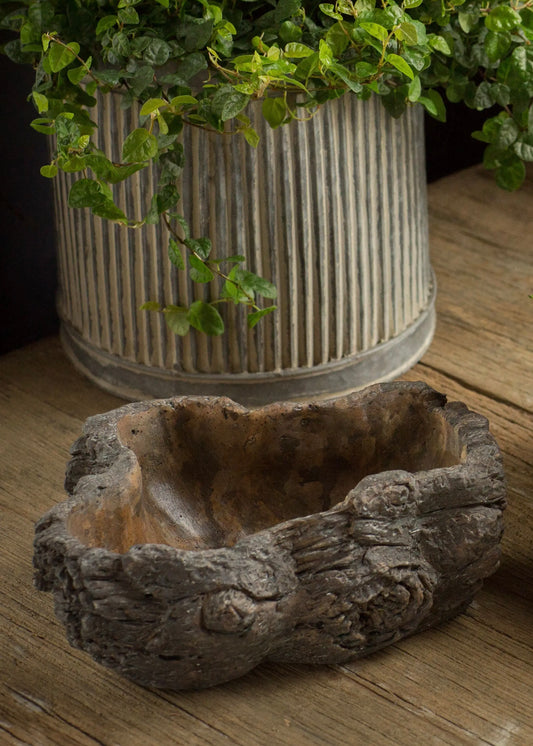 Cement Burled Bark Planter - Small