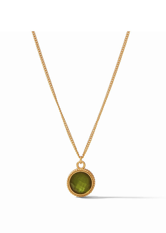 Fleur-de-Lis Solitaire Gold Reversible Necklace - Iridescent Jade Green