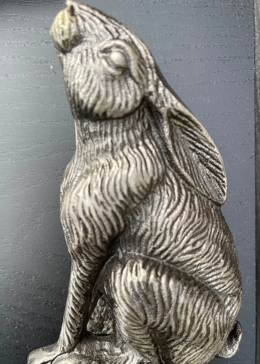 Moon Gazing Hare Door Knocker - Antique Silver