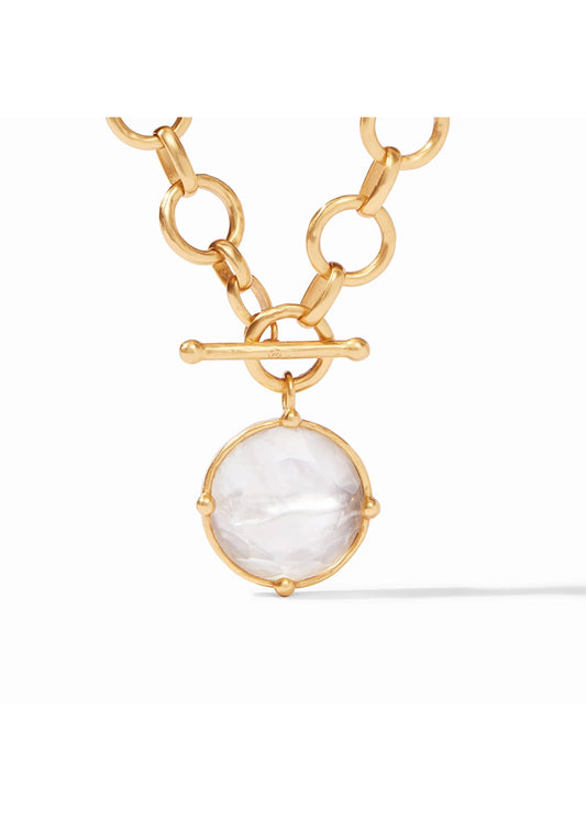 Honeybee Statement Gold Reversible Necklace - Iridescent Clear Crystal