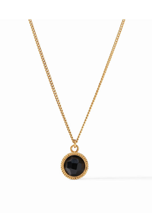 Fleur-de-Lis Solitaire Gold Reversible Necklace - Obsidian Black