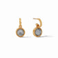 Fleur-de-Lis Hoop & Charm Earring Gold Iridescent Charcoal Blue Reversible