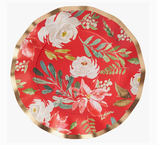 Winter Blossom Foil Wavy Paper Dinner Plate/8pk