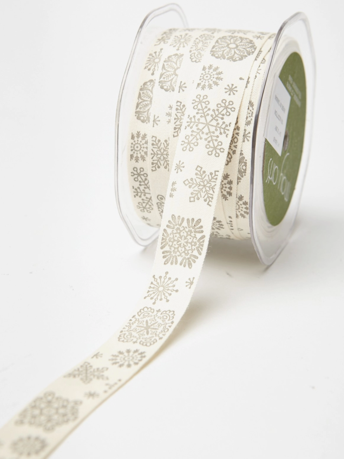 3/4” Silver Snowflake Print 100% Cotton Ribbon