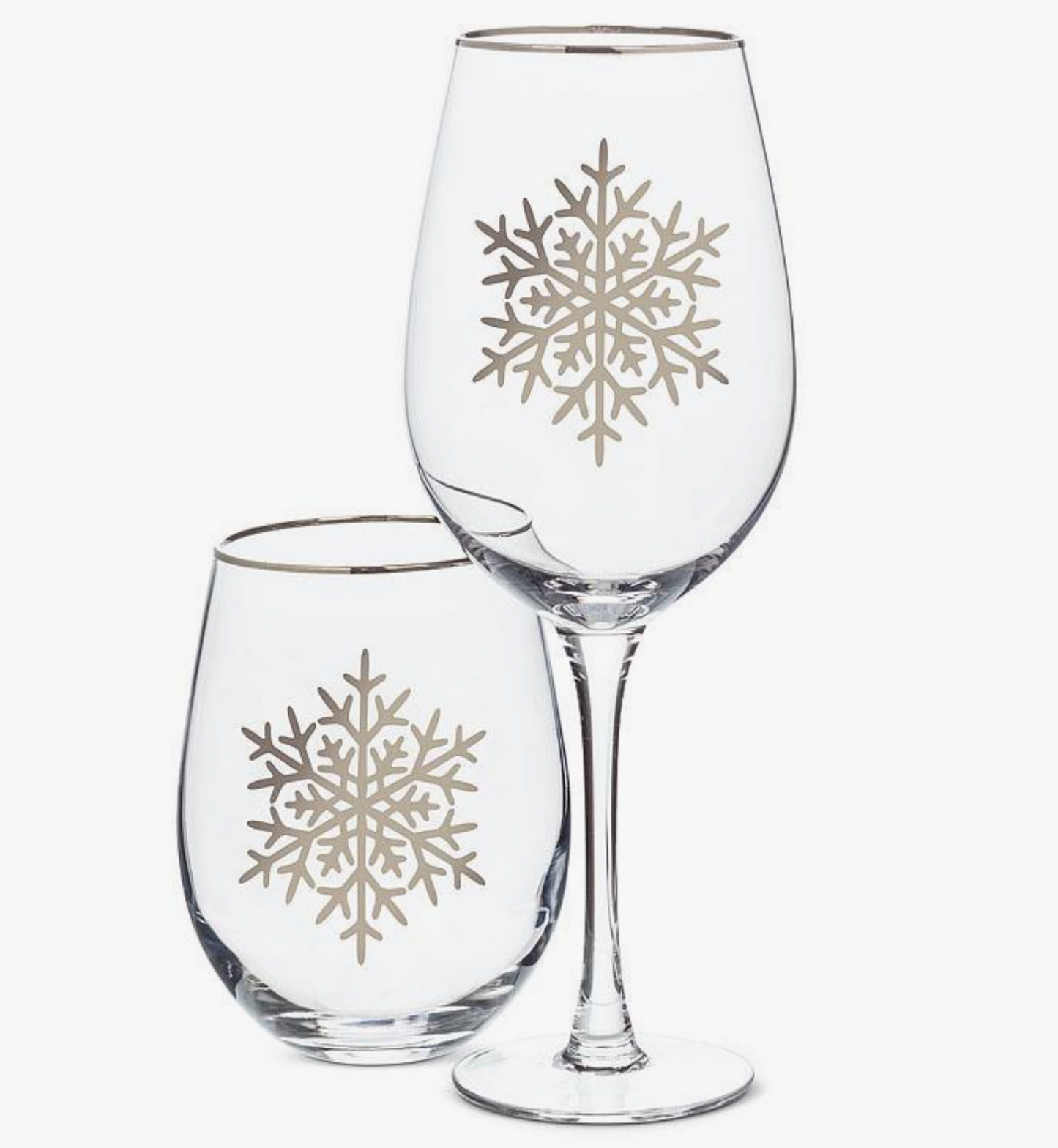 Silver Snowflake Wine Glass - 9.5"H (14 oz)
