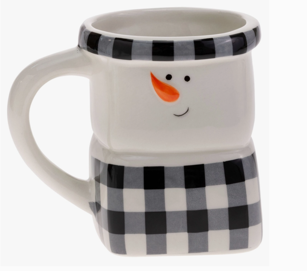 Snowman Mug B&W Check