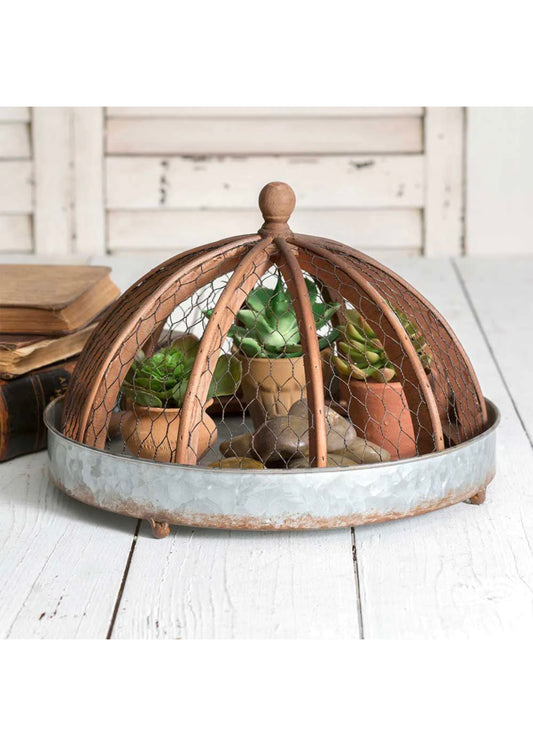 Round Tray Chicken Wire Cloche