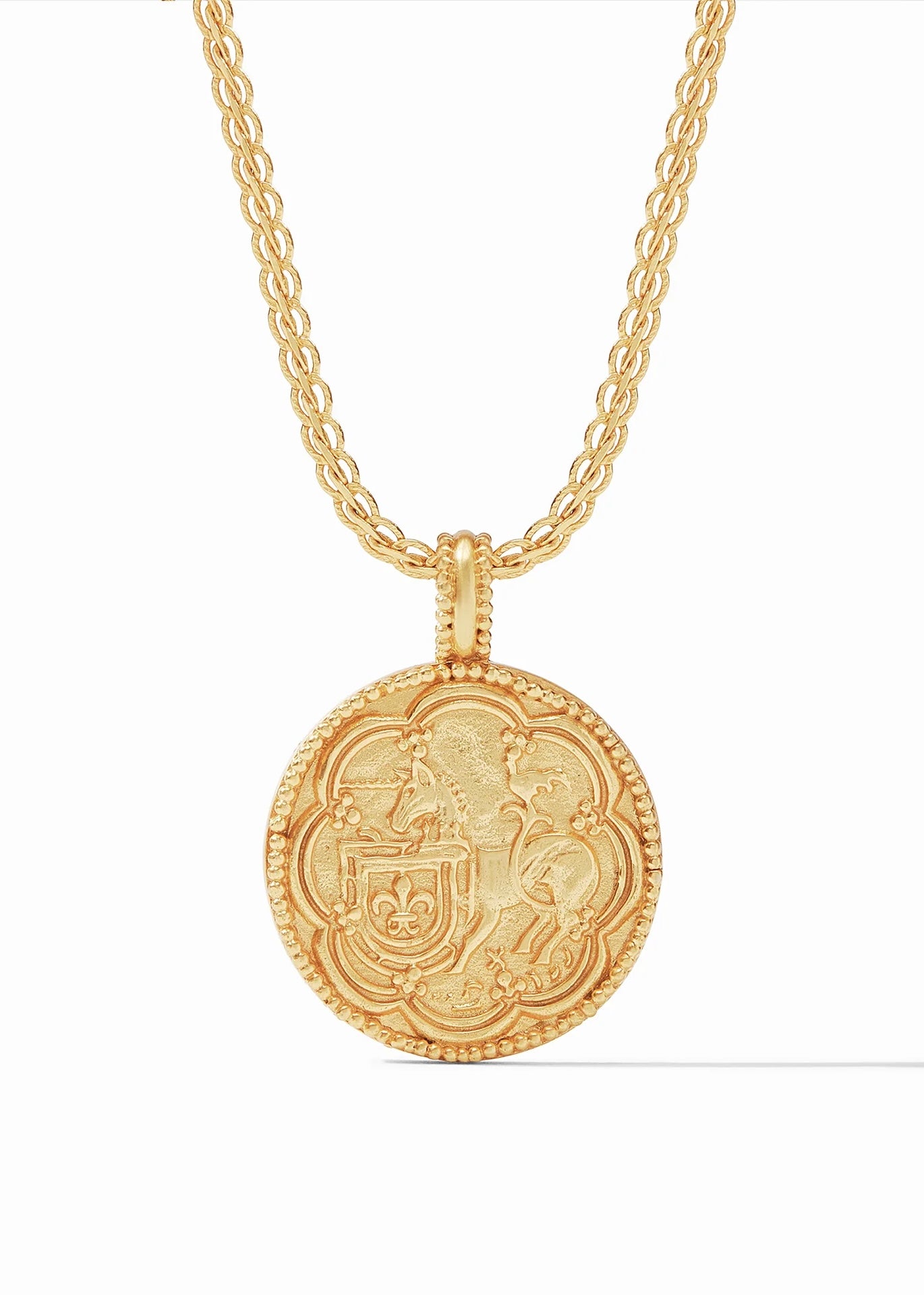 Trieste Coin Statement Gold Pendant - Mother of Pearl